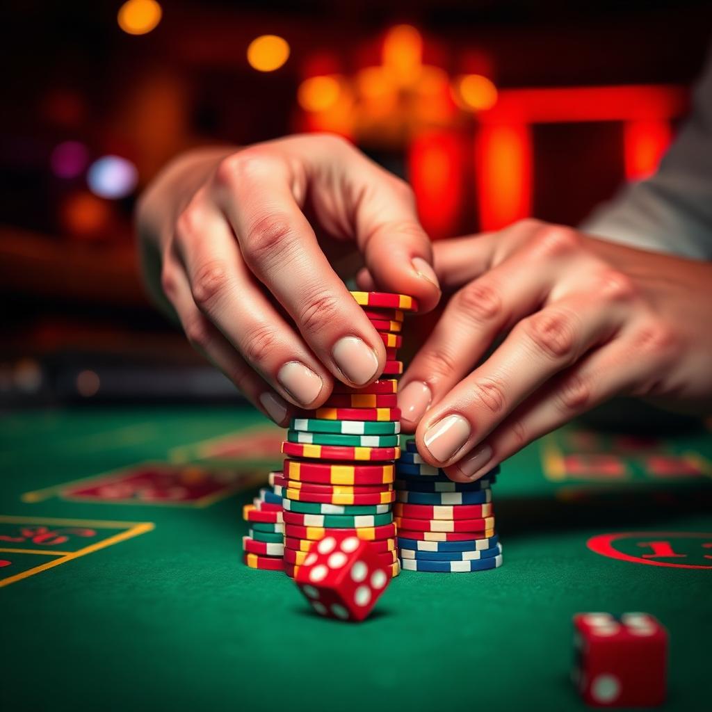 Casino chips stacked high